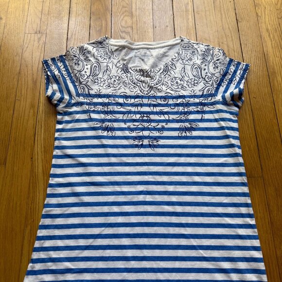 Vineyard Vines Size XS Blue & White Striped Scarf Print T-Shirt Mini Dress - Picture 5 of 16